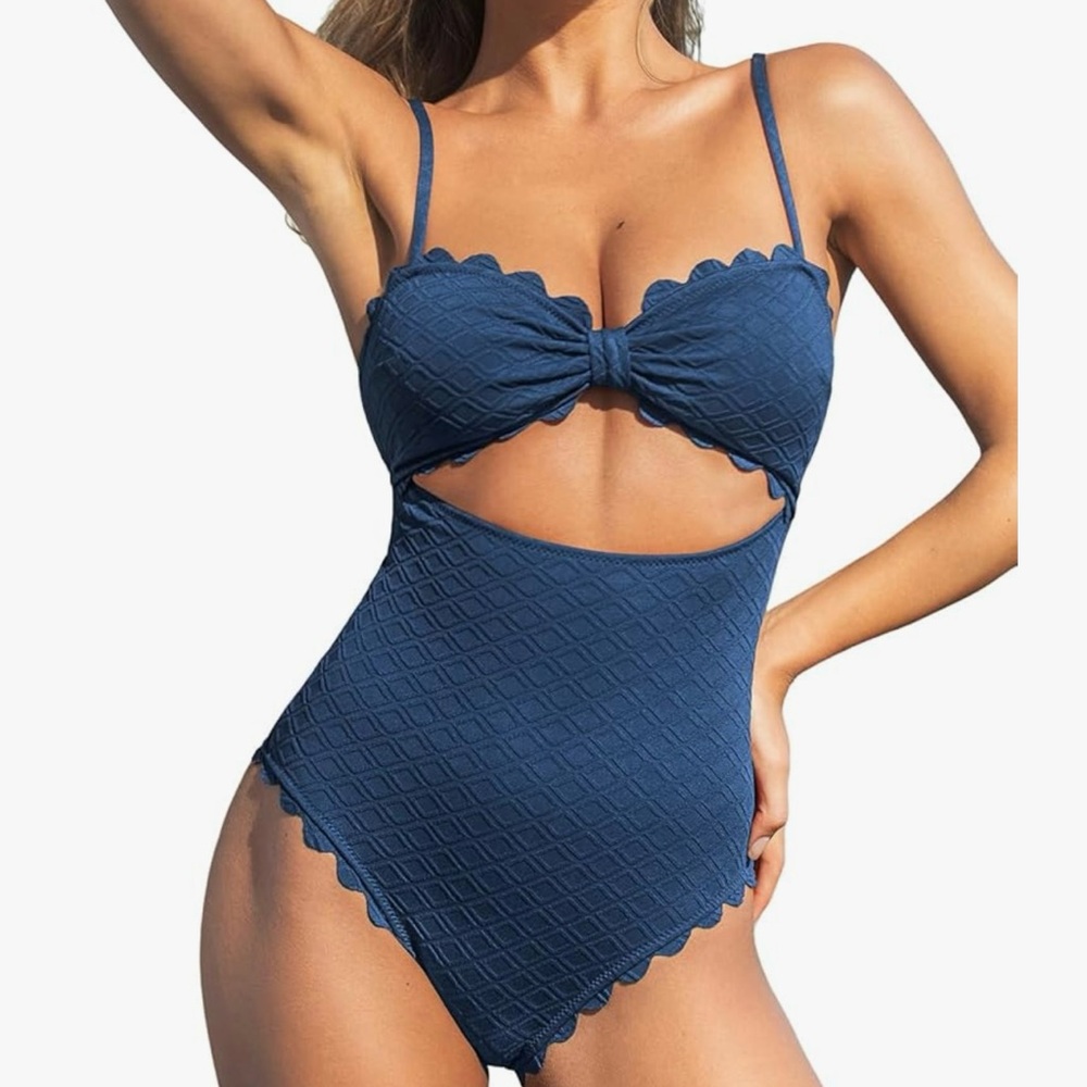 Cupshe Blue One-Piece Swimsuit with Cut-Out Design worn once!